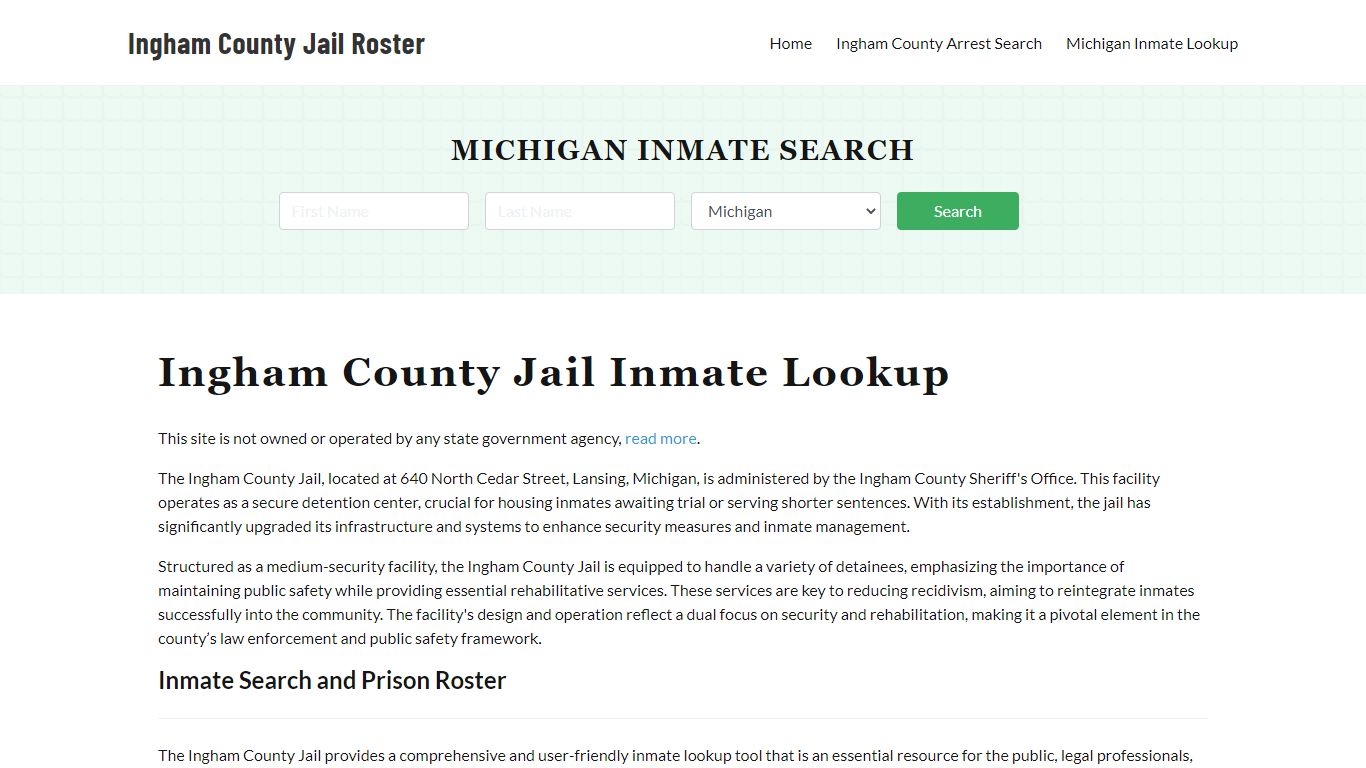 Ingham County Jail Roster Lookup, MI, Inmate Search