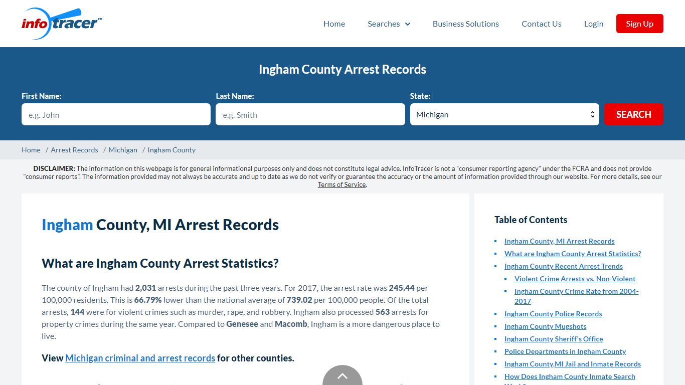 Ingham County, MI Arrests, Mugshots & Jail Records - InfoTracer